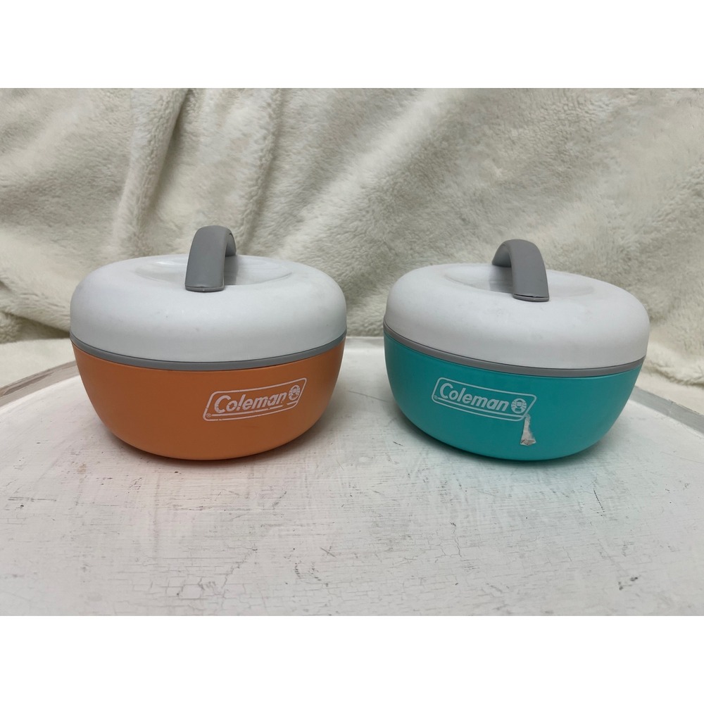 Coleman Stackable Bento Box Lunch Containers Orange Teal Set of 2 C01F896